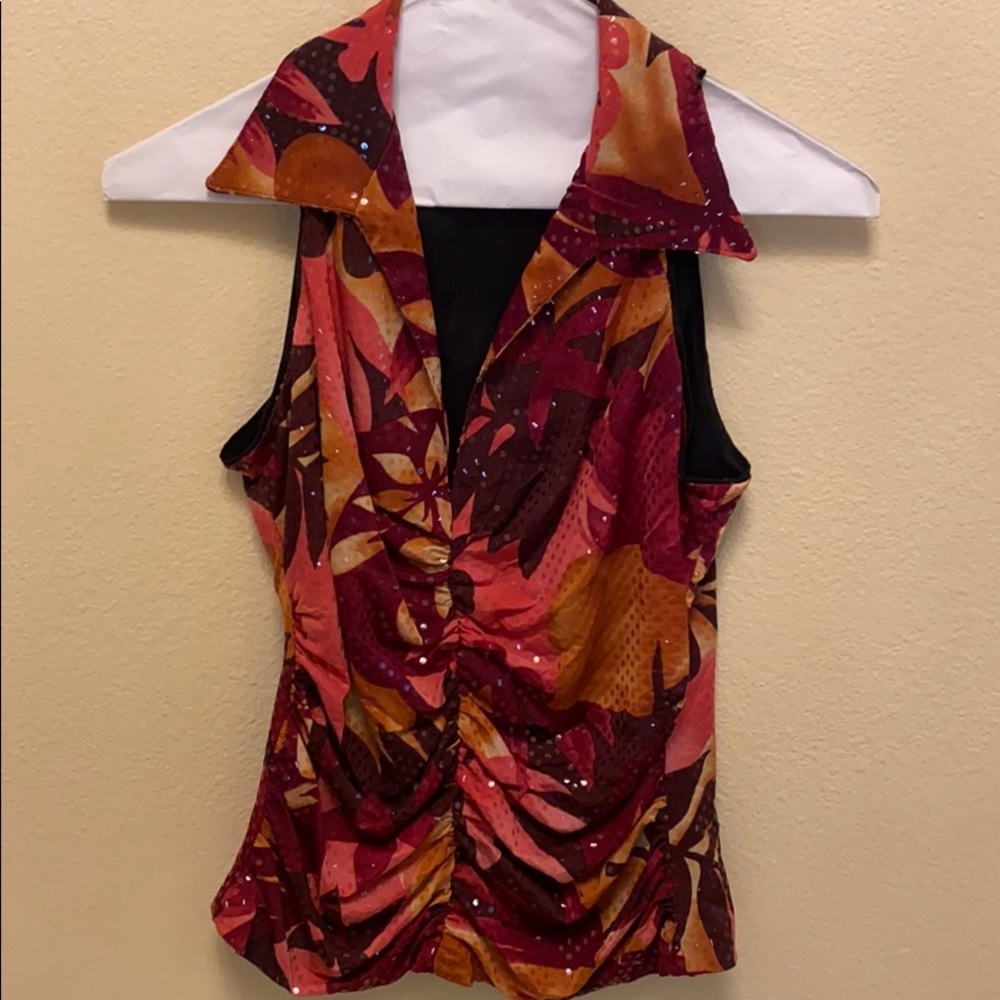 Cache beautiful halter top with back zipper